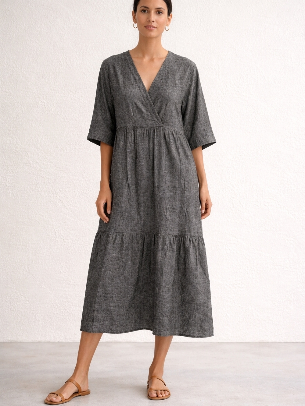 Women’s Poetry Linen Maxi Dress Charcoal Gray US 14